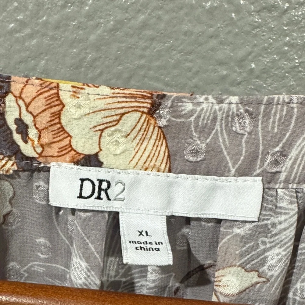 DR2 Gray/Purple Floral Long-Sleeve Blouse - Picture 2 of 4